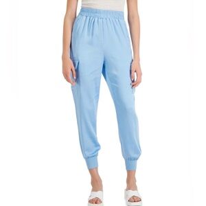 Inc International Concepts Satin Jogger Pants Large Light Blue DEFECT MSRP $79